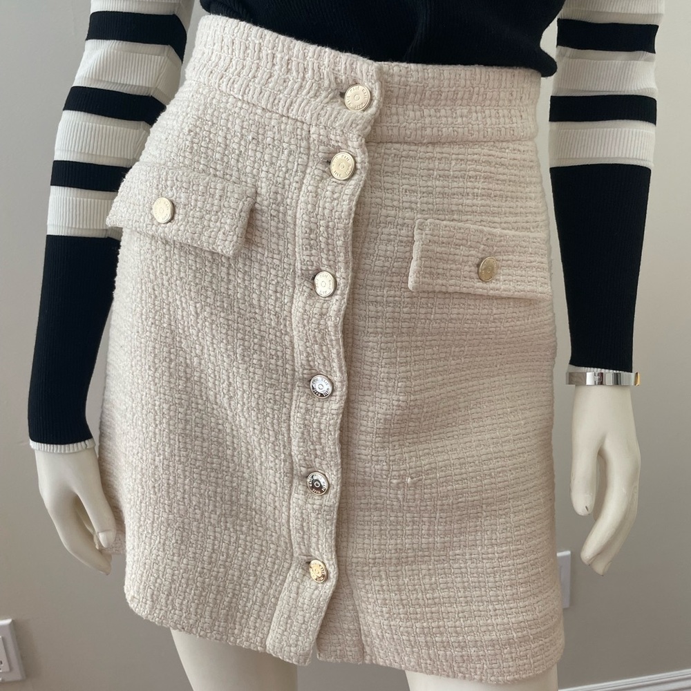 Maje Jiba Button-up Skirt in Ecru